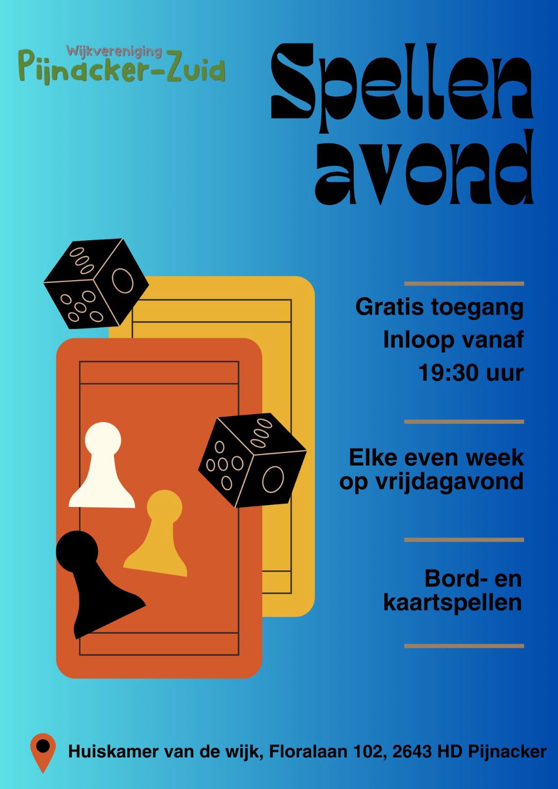 Spellenavond flyer Pijnacker-Zuid